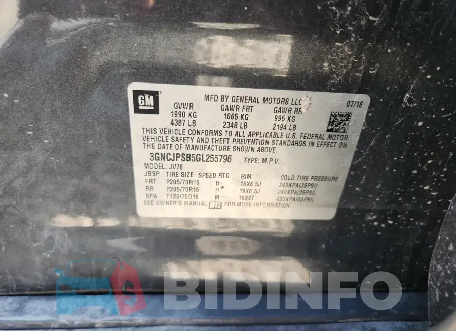 3GNCJPSB5GL255796 Photo# 13
