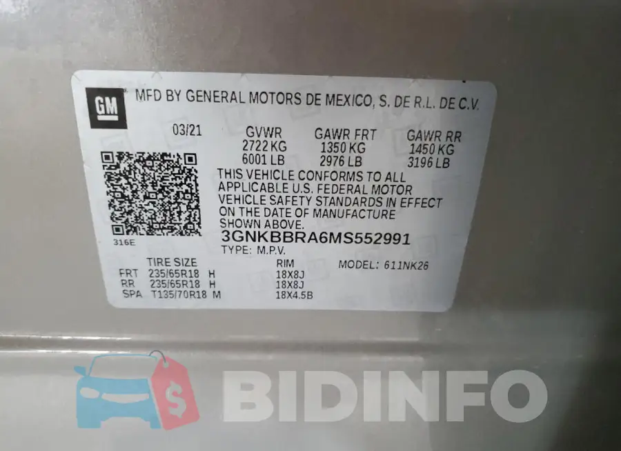 3GNKBBRA6MS552991 Photo# 12