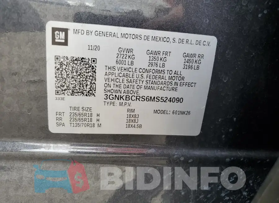 3GNKBCRS6MS524090 Photo# 13