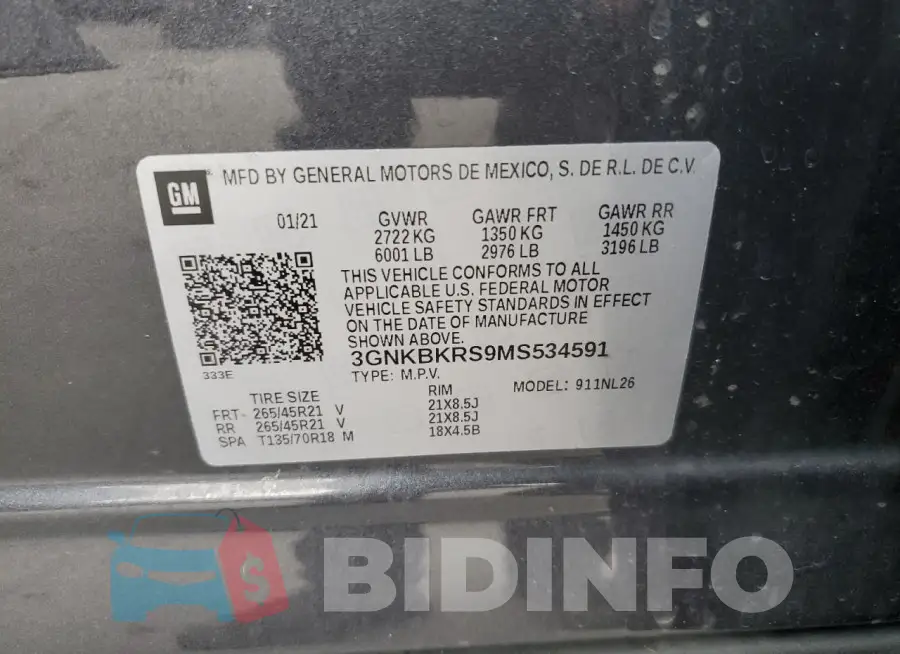 3GNKBKRS9MS534591 Photo# 13