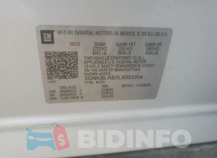 3GNKBLRS7LS553354 Photo# 14