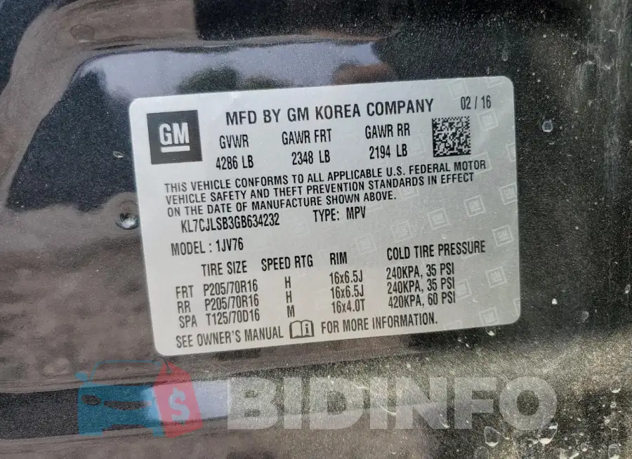 KL7CJLSB3GB634232 Photo# 13