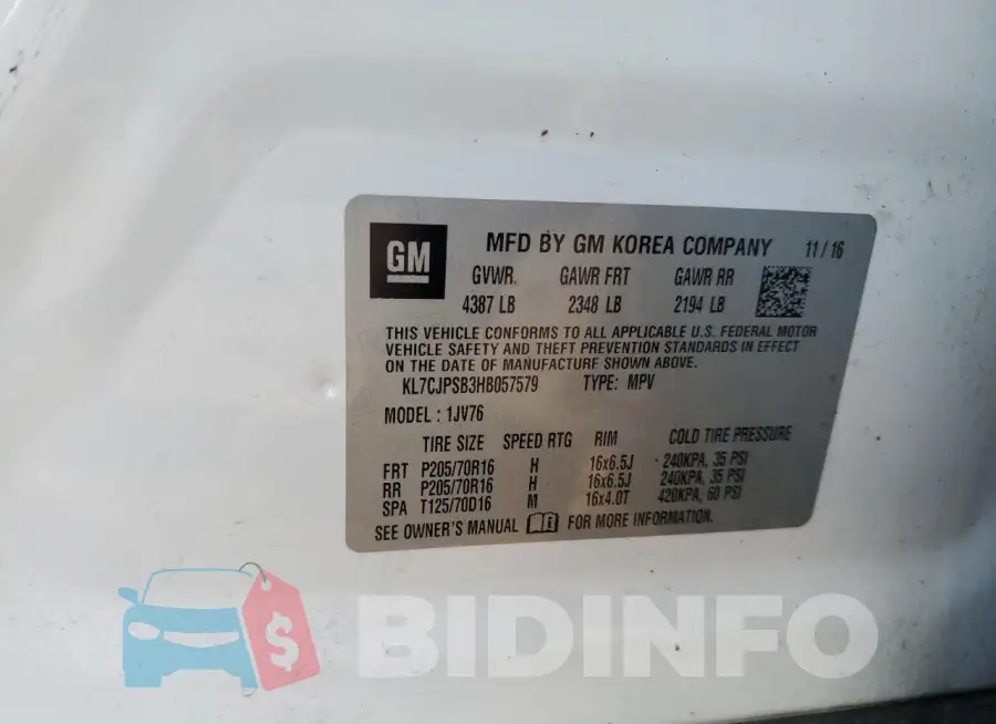 KL7CJPSB3HB057579 Photo# 13