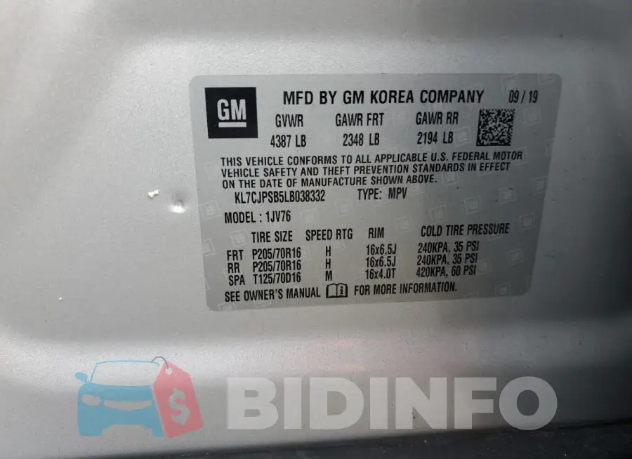 KL7CJPSB5LB038332 Photo# 13