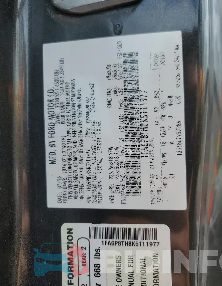 1FA6P8TH8K5111977 Photo# 12