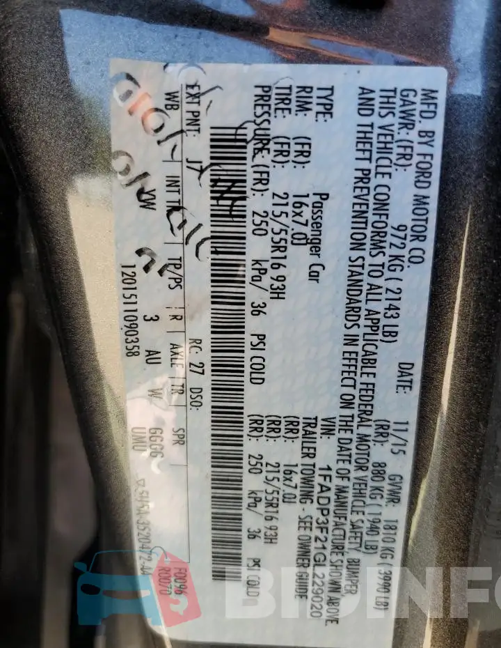 1FADP3F21GL229020 Photo# 12