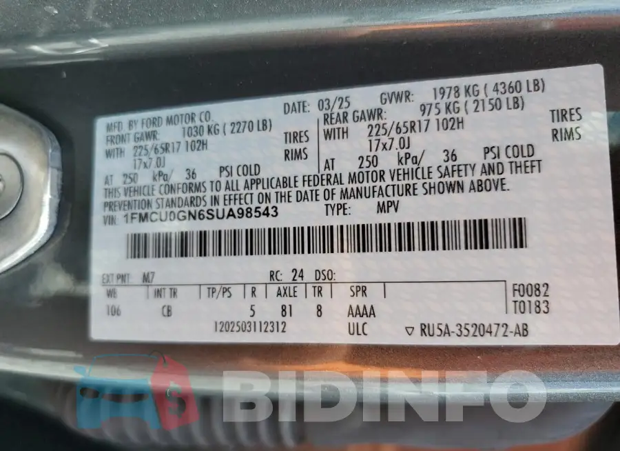 1FMCU0GN6SUA98543 Photo# 14