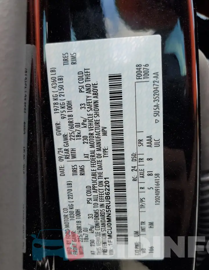 1FMCU0MN5RUB62201 Photo# 14