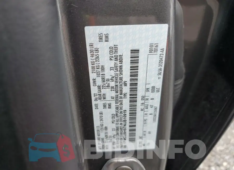 1FMCU9H97NUB10919 Photo# 13