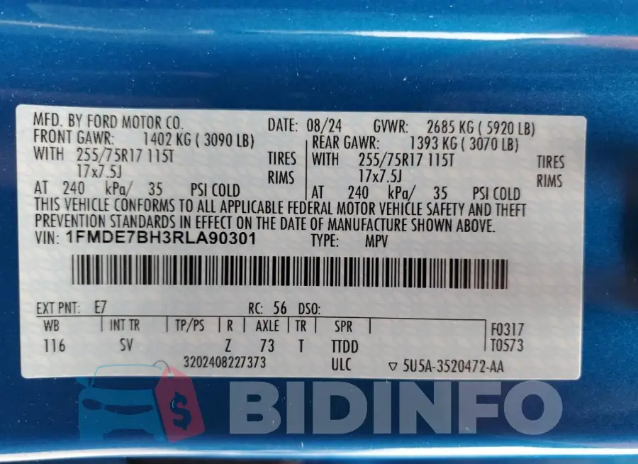 1FMDE7BH3RLA90301 Photo# 14