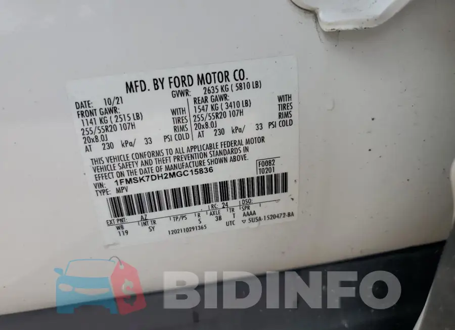 1FMSK7DH2MGC15836 Photo# 10