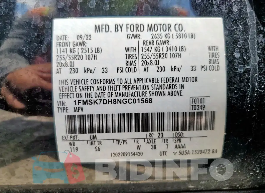 1FMSK7DH8NGC01568 Photo# 13
