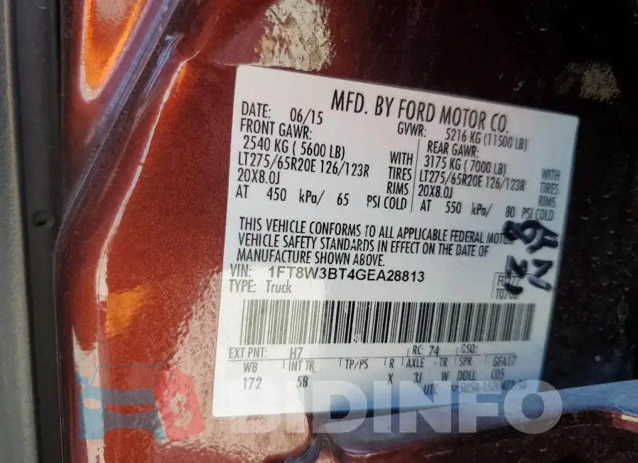 1FT8W3BT4GEA28813 Photo# 13
