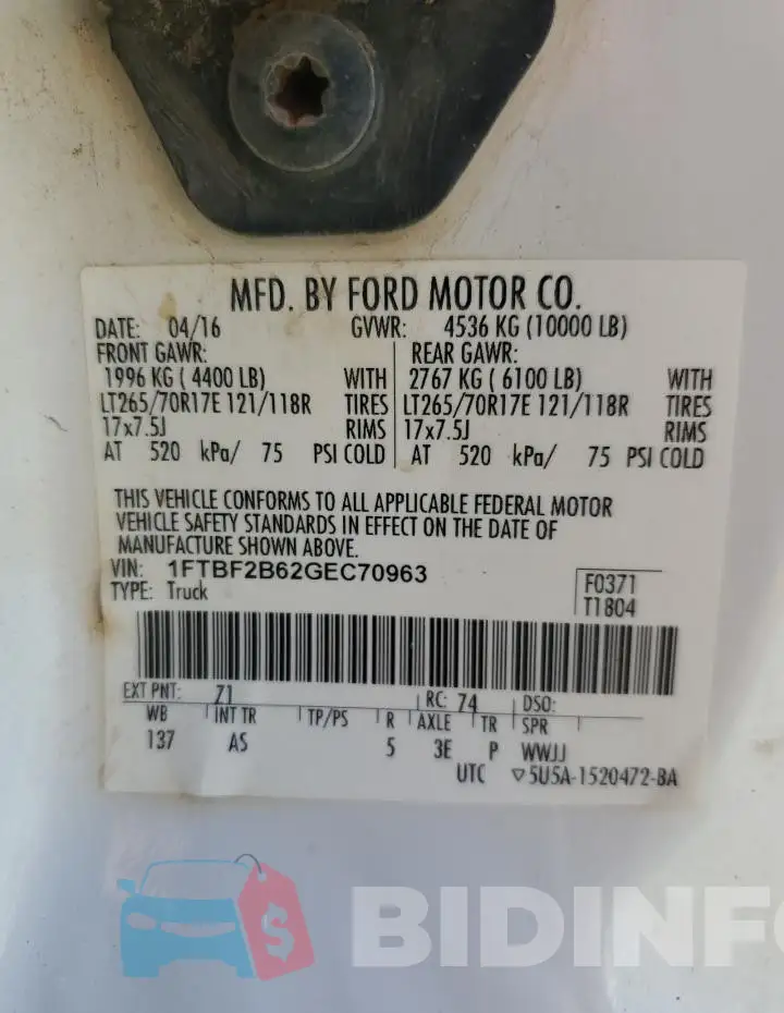1FTBF2B62GEC70963 Photo# 12