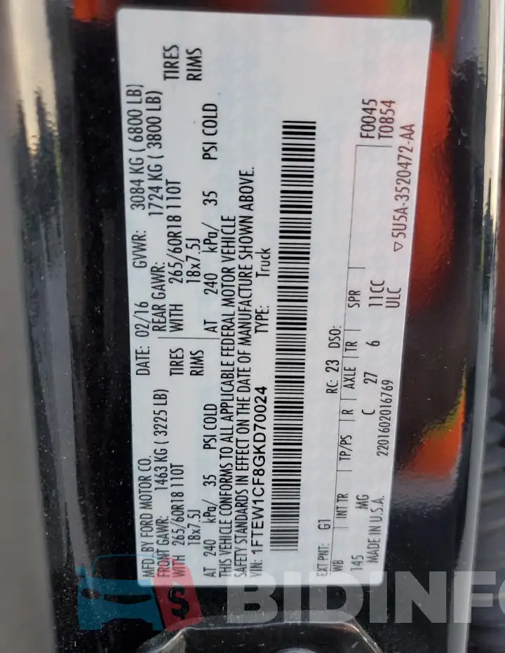 1FTEW1CF8GKD70024 Photo# 12