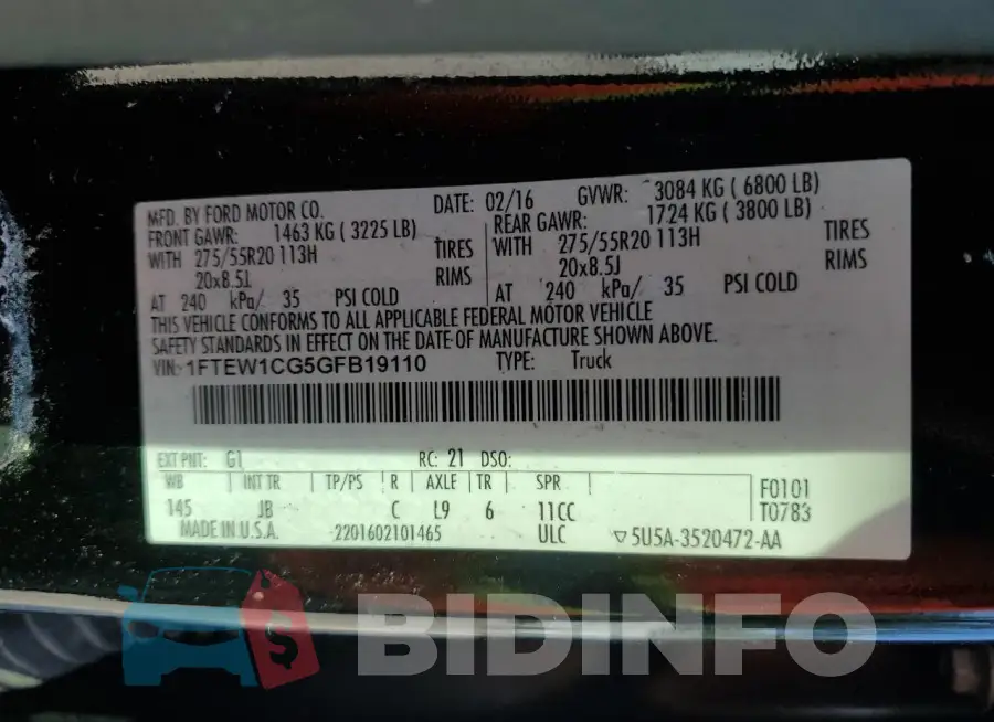 1FTEW1CG5GFB19110 Photo# 12