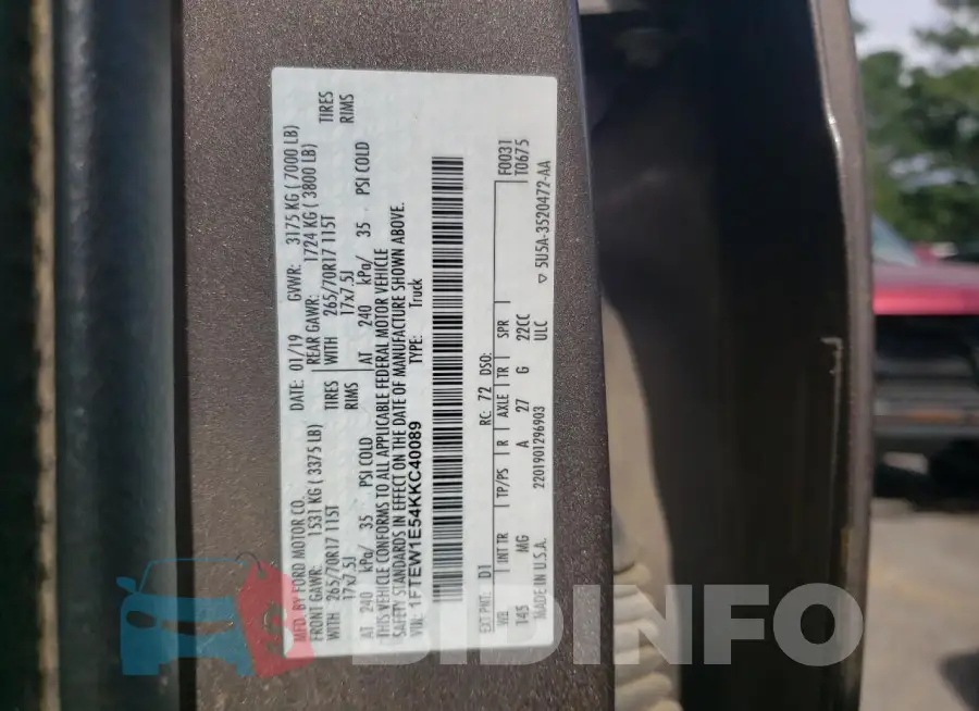 1FTEW1E54KKC40089 Photo# 12