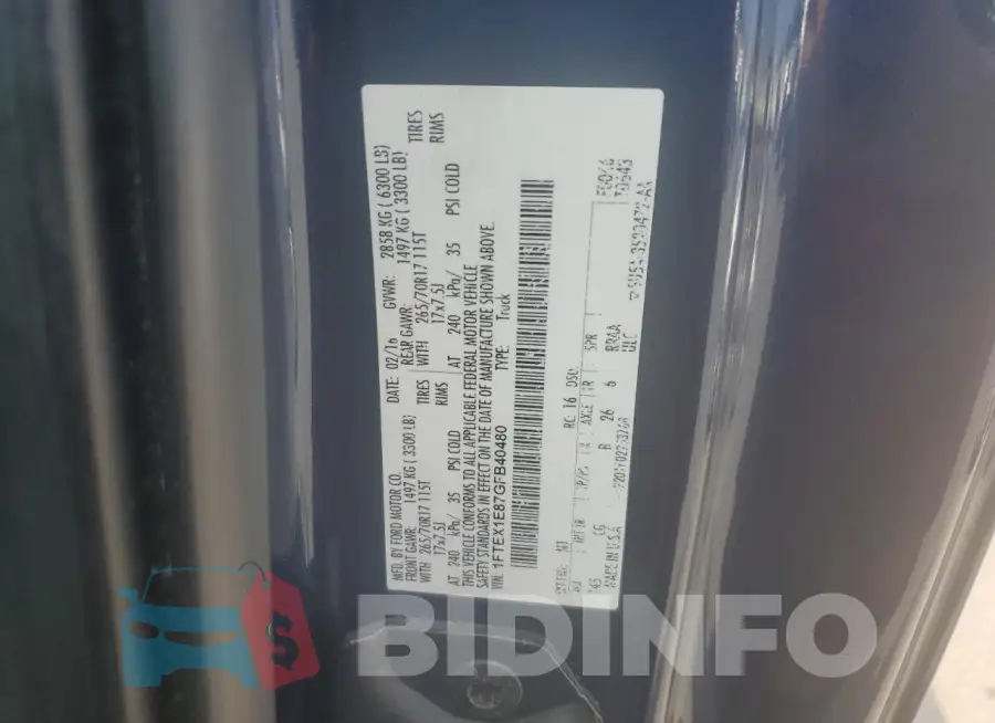 1FTEX1E87GFB40480 Photo# 12