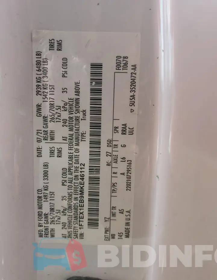 1FTEX1EB9MKE46112 Photo# 12