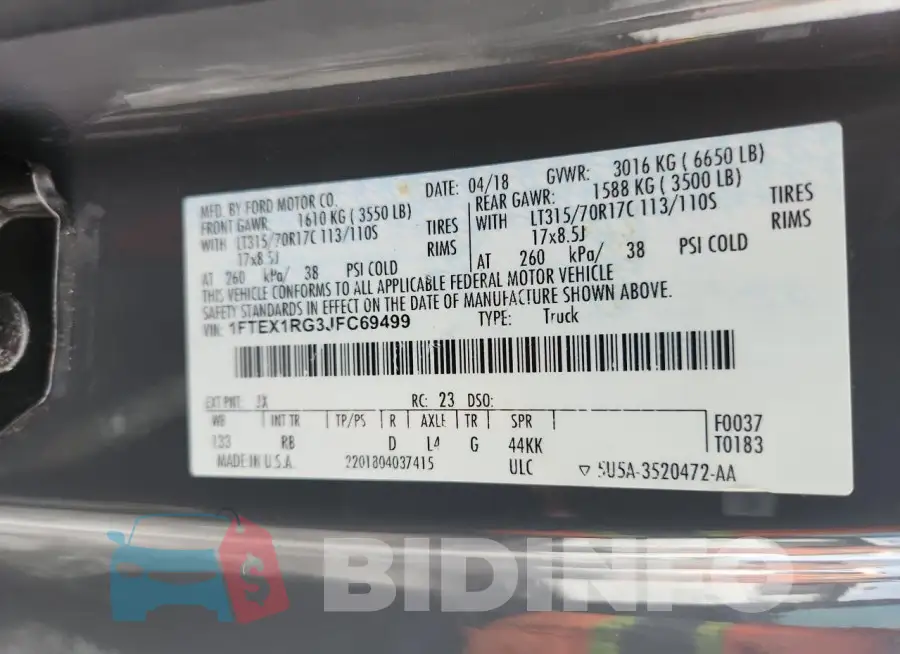 1FTEX1RG3JFC69499 Photo# 12