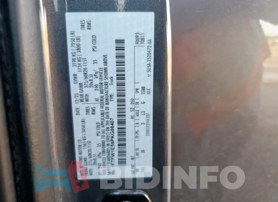 1FTFW1E59PKG08407 Photo# 12