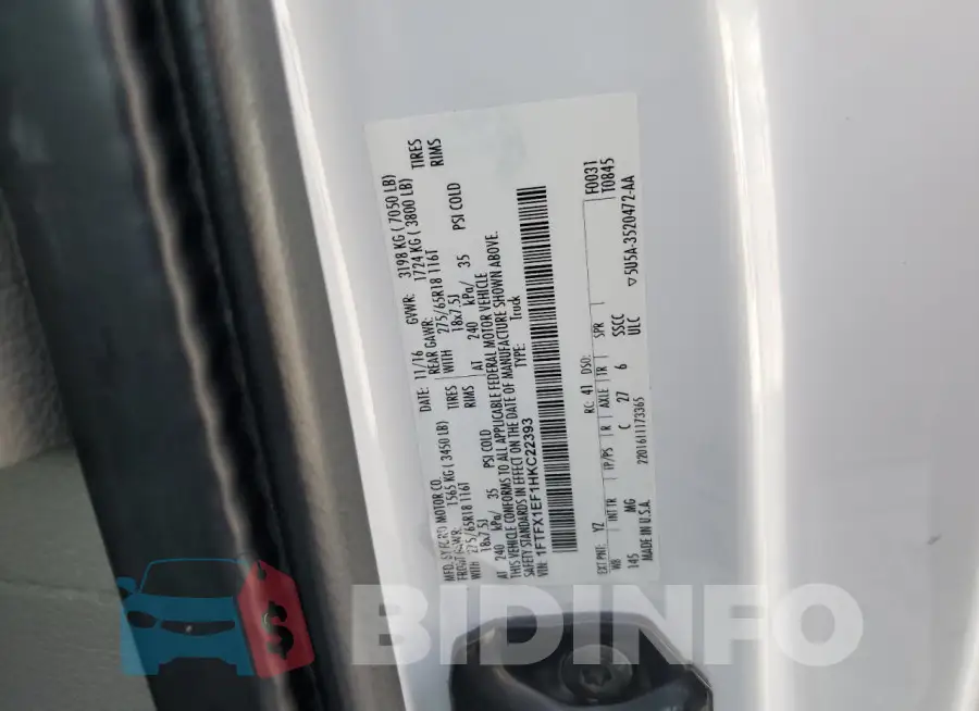 1FTFX1EF1HKC22393 Photo# 12