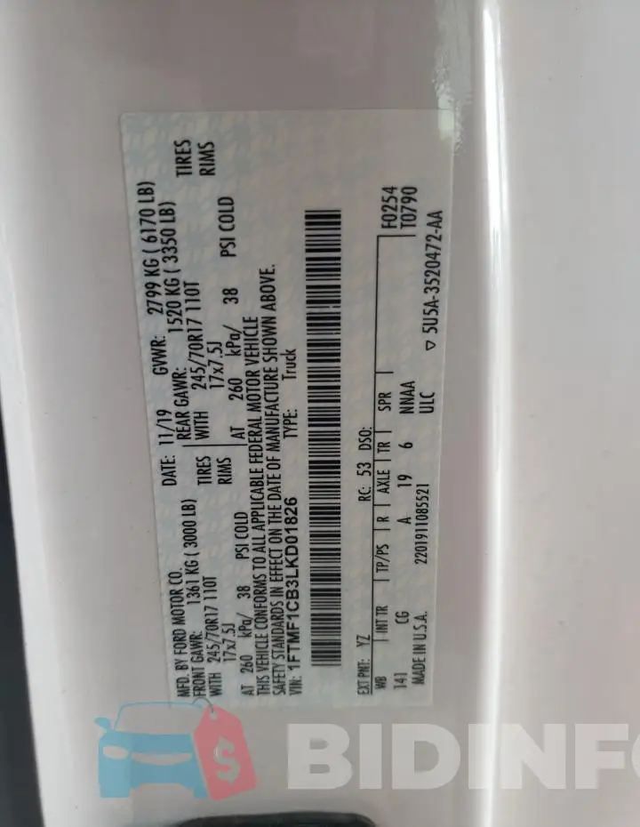 1FTMF1CB3LKD01826 Photo# 12