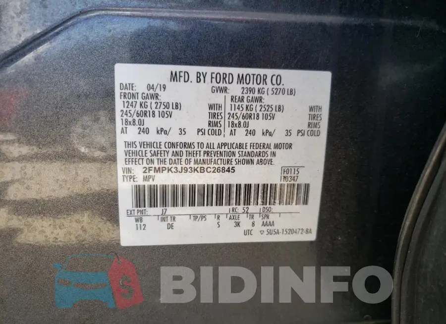 2FMPK3J93KBC26845 Photo# 13