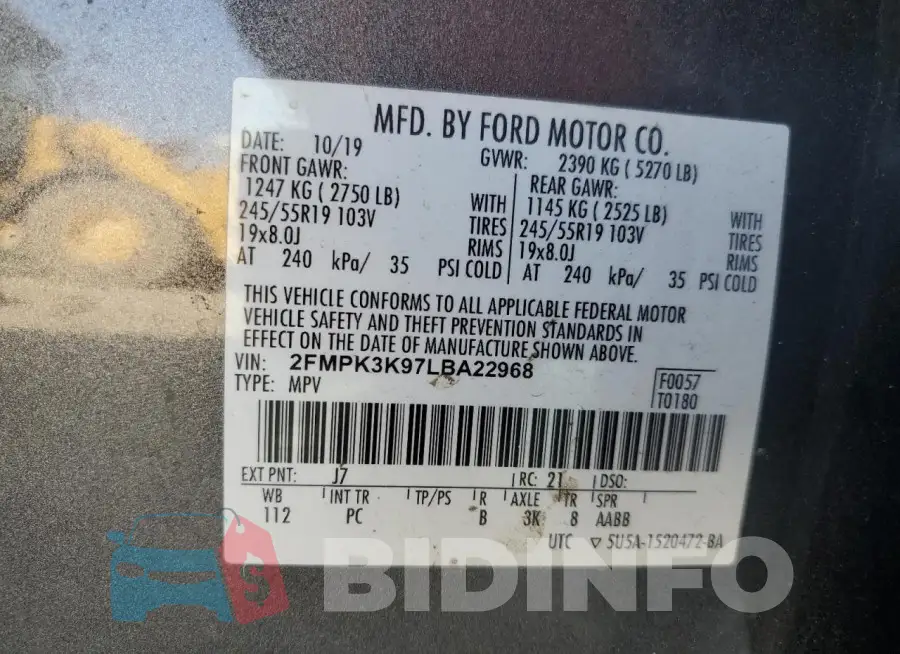 2FMPK3K97LBA22968 Photo# 14
