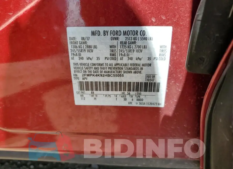 2FMPK4K92HBC55055 Photo# 13
