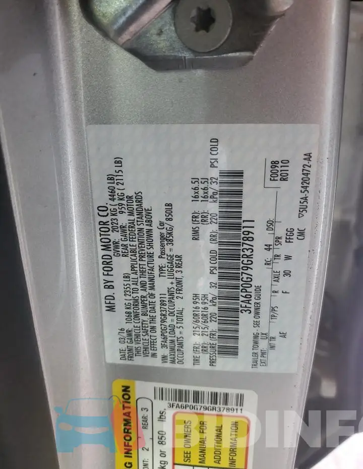 3FA6P0G79GR378911 Photo# 12