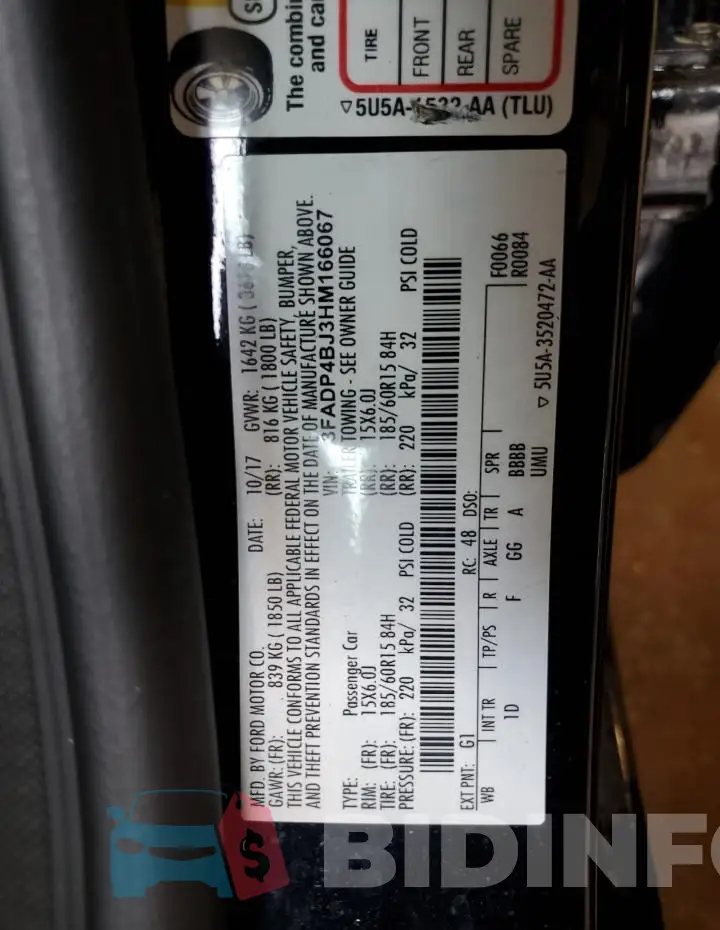 3FADP4BJ3HM166067 Photo# 12