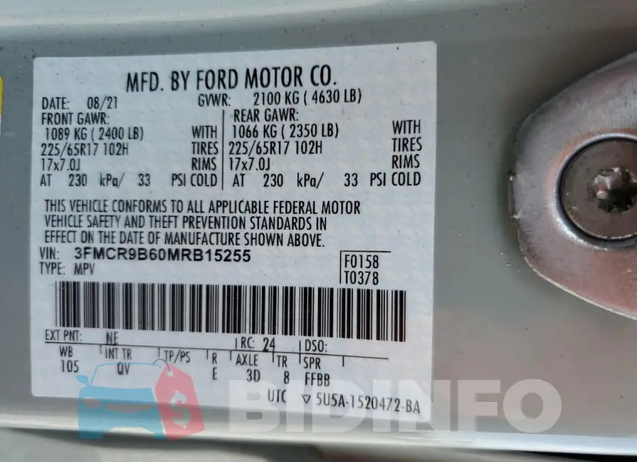 3FMCR9B60MRB15255 Photo# 12