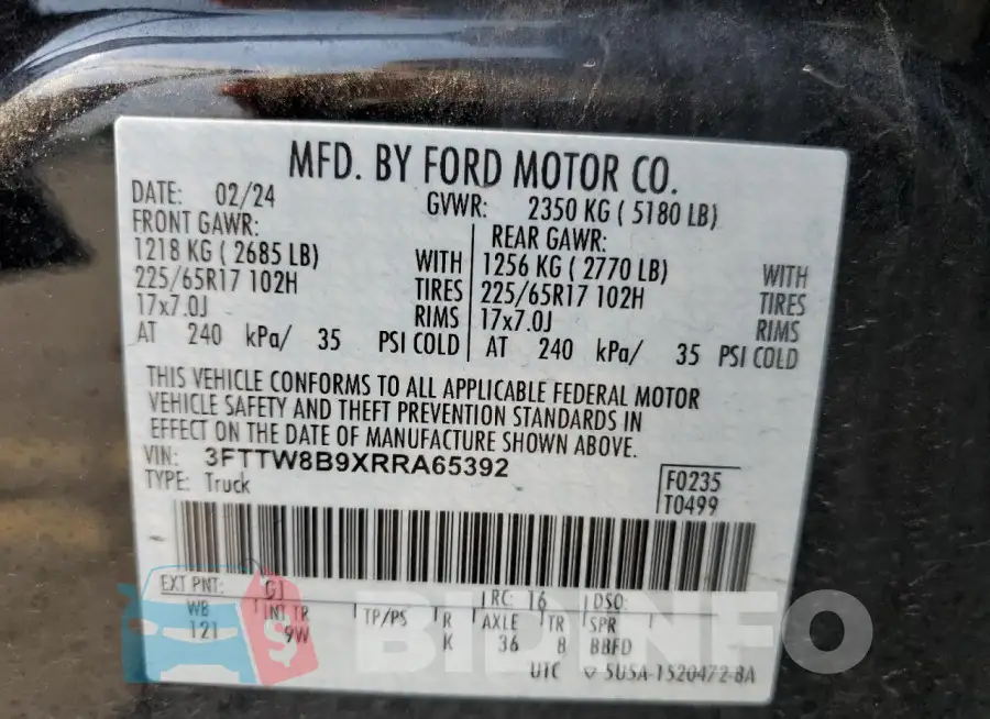 3FTTW8B9XRRA65392 Photo# 12