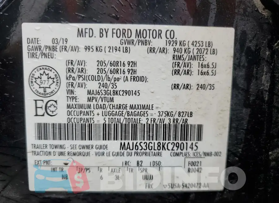 MAJ6S3GL8KC290145 Photo# 14