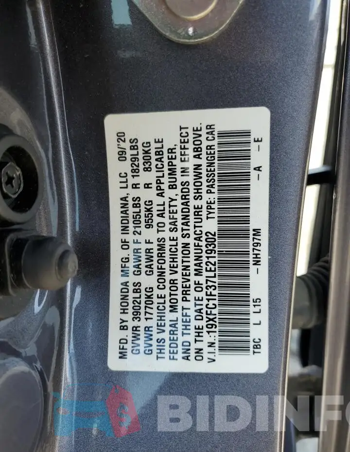19XFC1F37LE219302 Photo# 12
