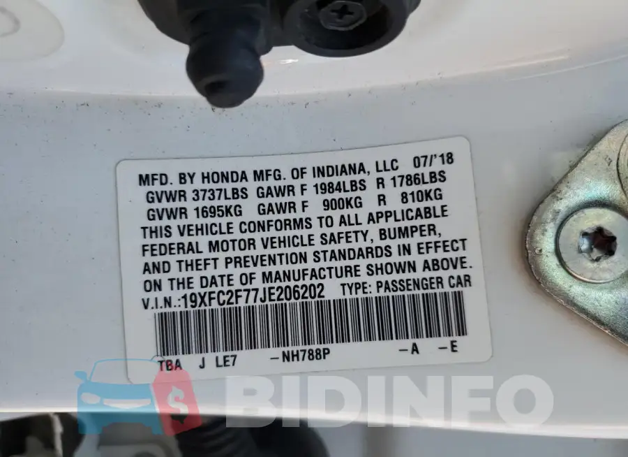 19XFC2F77JE206202 Photo# 12