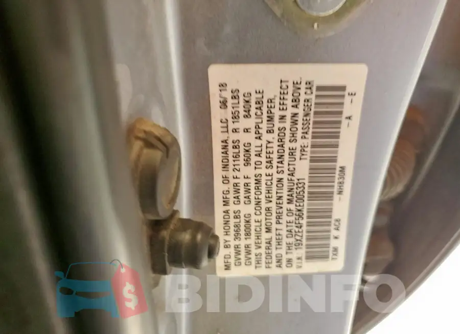 19XZE4F56KE005331 Photo# 12