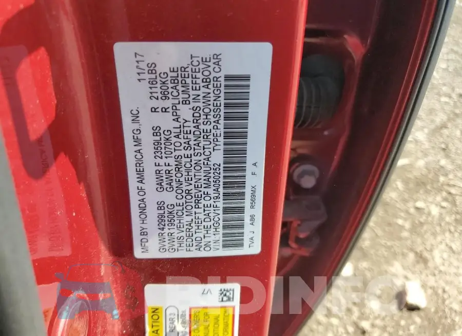 1HGCV1F19JA050252 Photo# 12