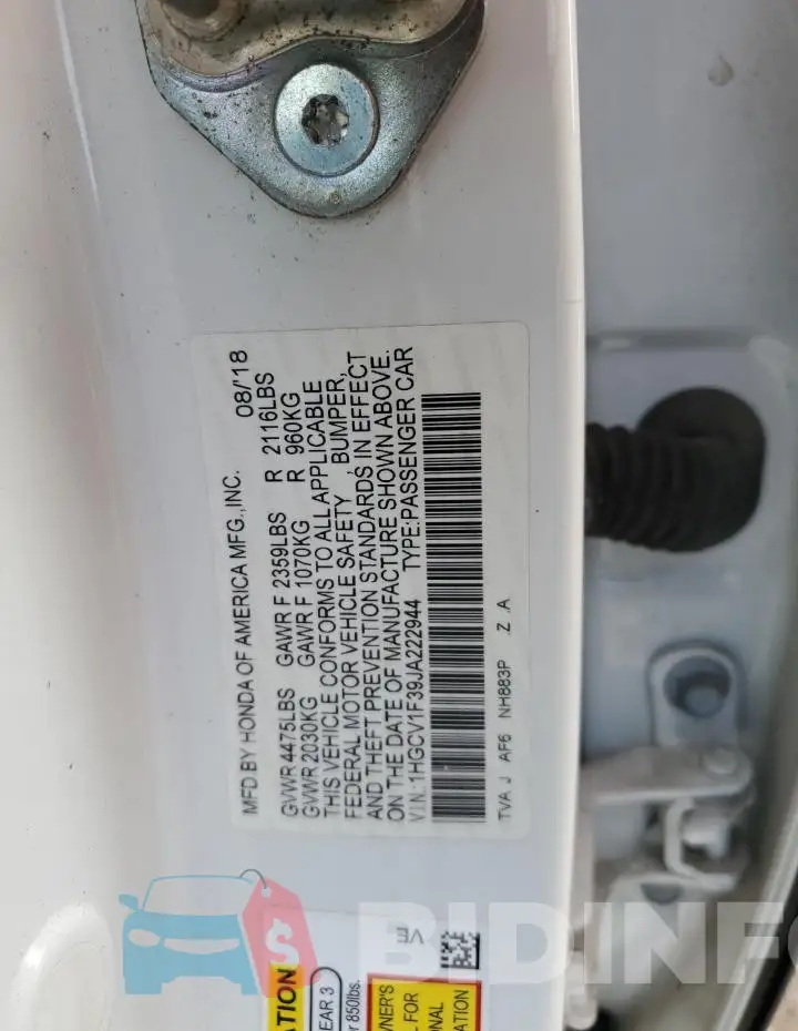 1HGCV1F39JA222944 Photo# 13