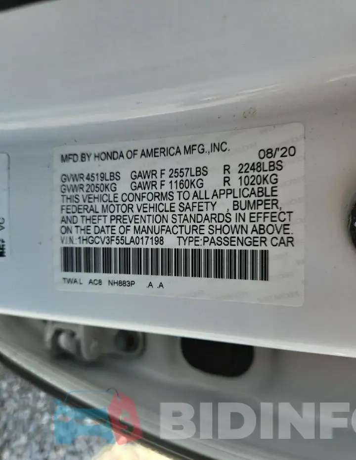 1HGCV3F55LA017198 Photo# 12