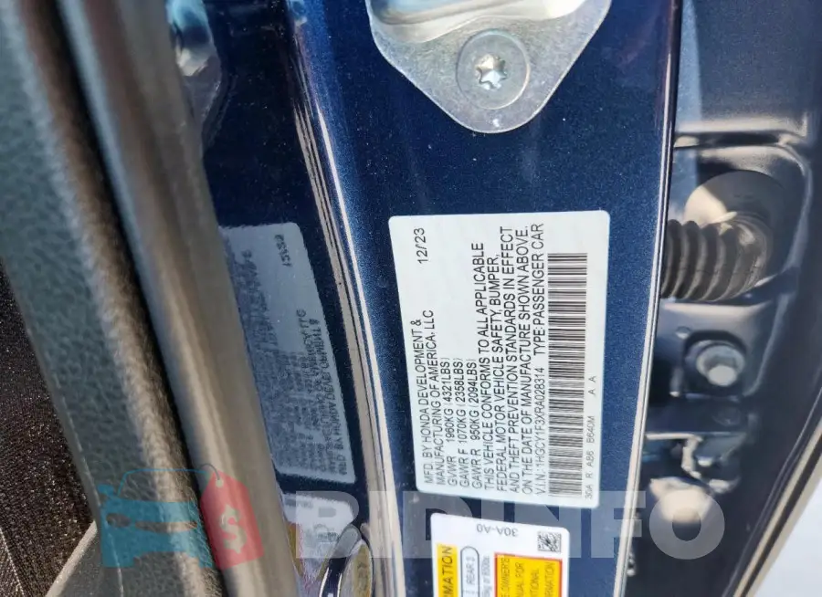 1HGCY1F3XRA028314 Photo# 12