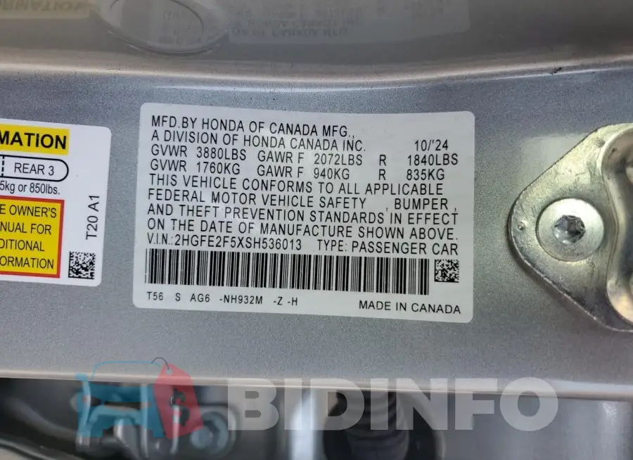 2HGFE2F5XSH536013 Photo# 12