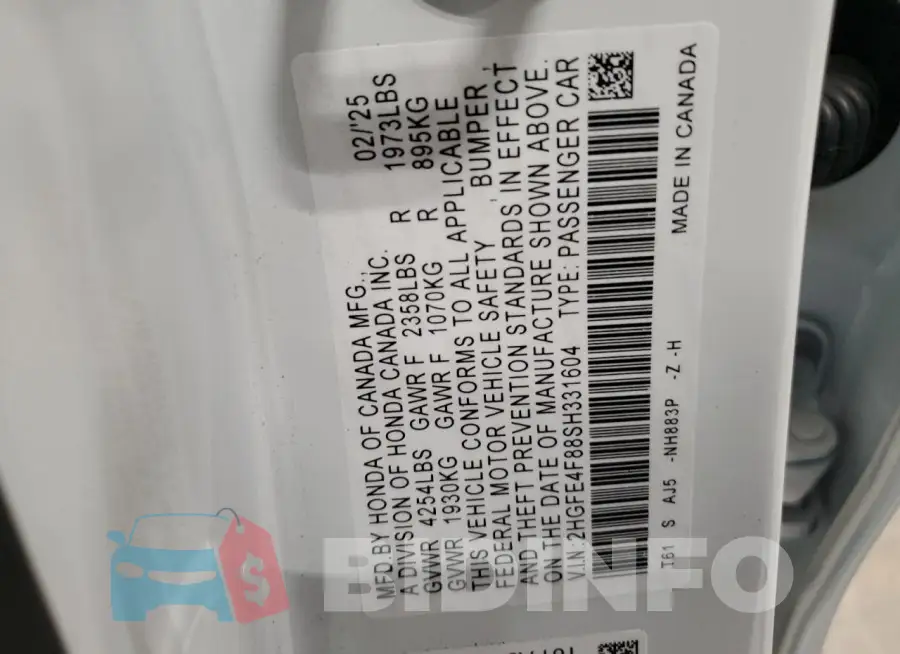 2HGFE4F88SH331604 Photo# 12
