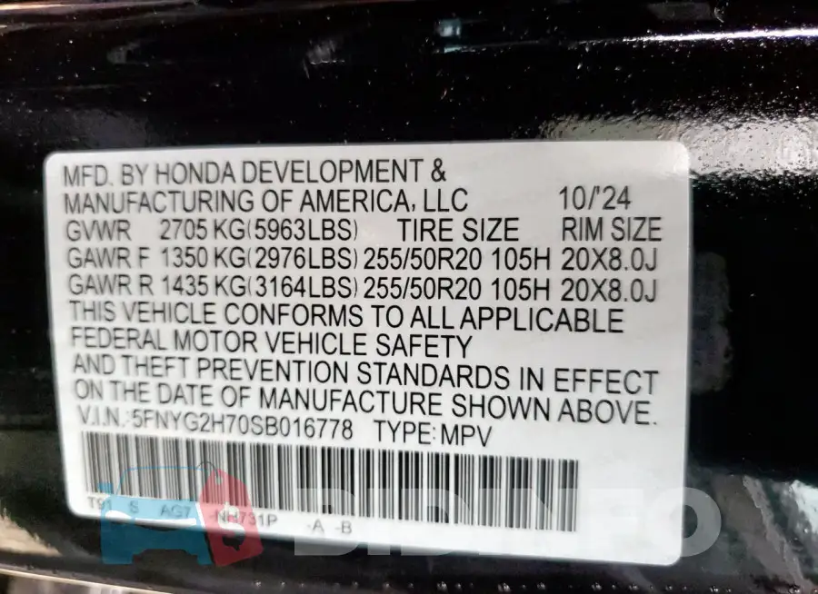 5FNYG2H70SB016778 Photo# 13