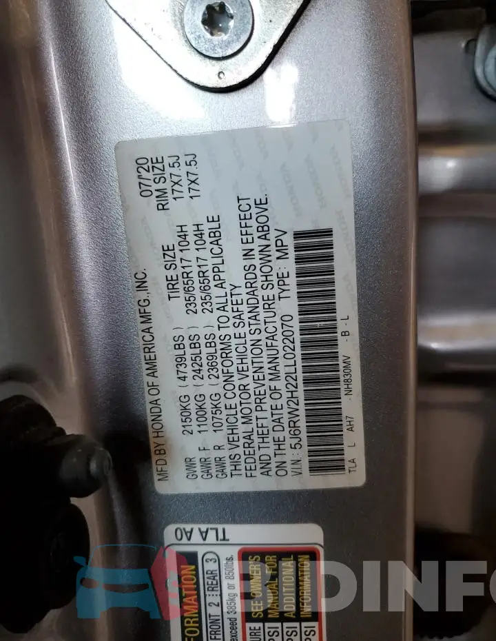 5J6RW2H22LL022070 Photo# 13