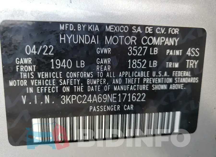 3KPC24A69NE171622 Photo# 13