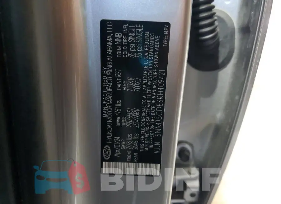 5NMJBCDE3RH409421 Photo# 13