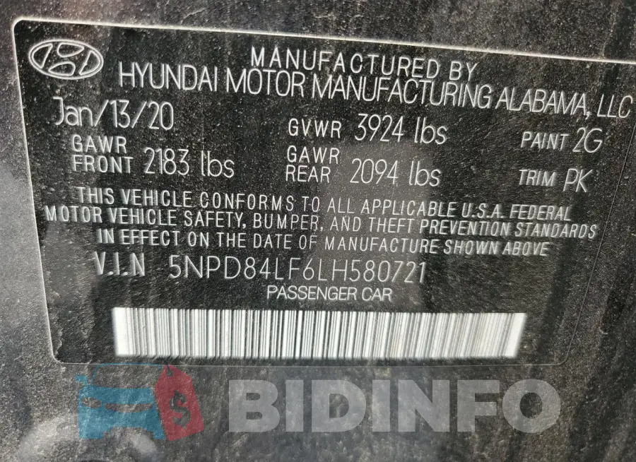 5NPD84LF6LH580721 Photo# 12