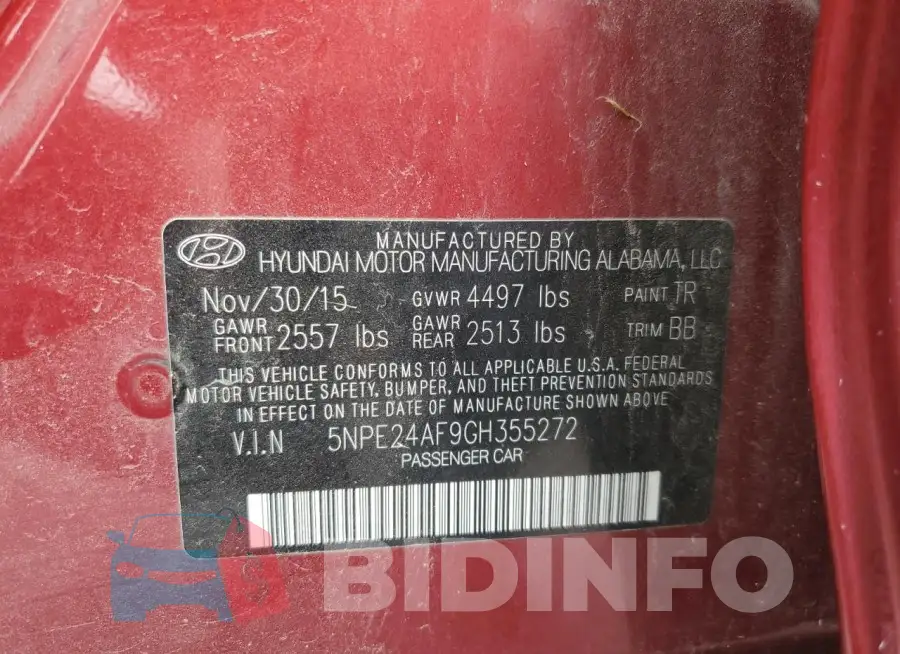 5NPE24AF9GH355272 Photo# 12